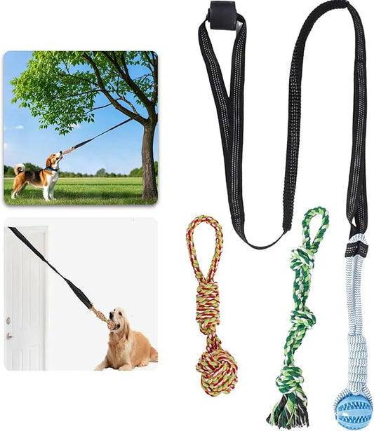 Hanging Tree Tug Toy,Bungee Dog Toy, Interactive Tether Tug Toy with 4Pcs,Exercise Play Rope, for Small/Medium Dogs