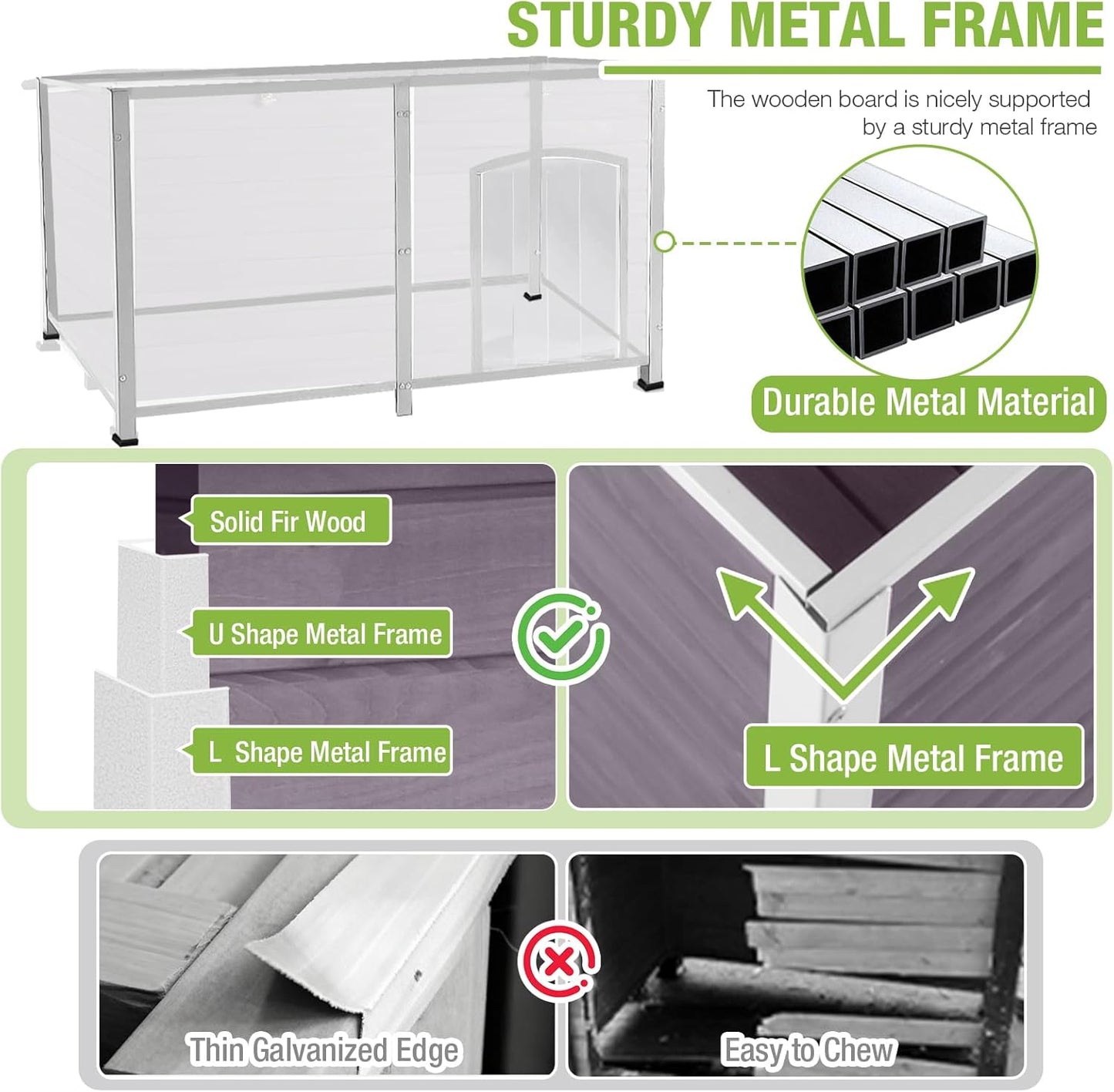 GUTINNEEN Extra Large Heated Dog House Insulated Dog Kennel with Safe Thermostat-Controlled Heating Pad, Chew-Proof Metal Frame, 6-Sided Thermal Liner for Large Dog Breeds, 59.1"x31.9"x35.4" (Grey)