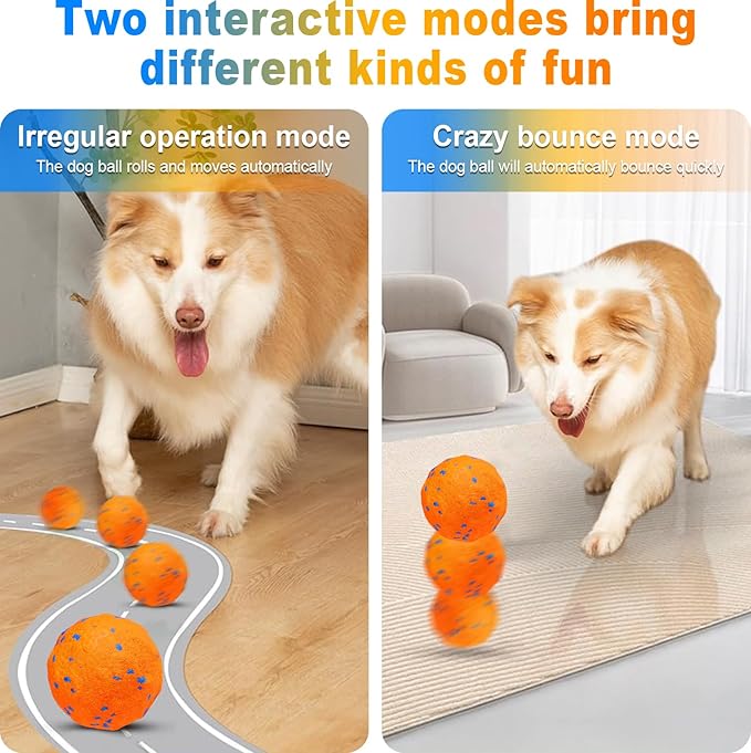 TVM Interactive Dog Toys Ball, Automatic Moving, Bouncing Chew Toys, E-TPU Material, Suitable for Large and Medium-Sized Dogs, Used for Boredom Relief and Daily Training (Orange) (Orange)