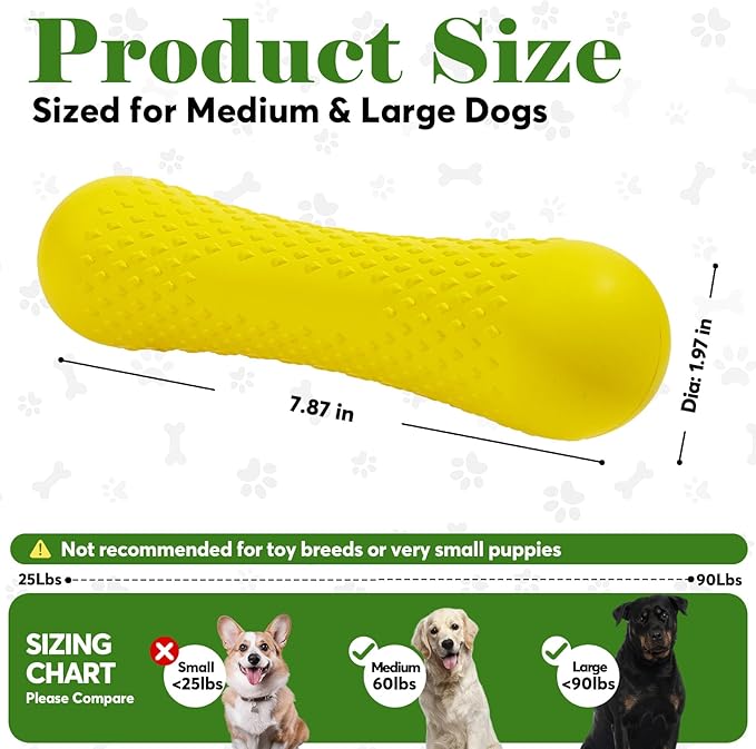 Natural Rubber Dog Chew Toy, Tough Bone Dog Toy for Aggressive Chewers, Milk-Scented Interactive Dog Toy for Medium & Large Dogs to Chew, Tug & Fetch