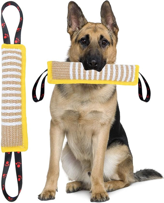 Clysoru Dog Tug Toy Jute Bite Pillow Training Equipment for Puppy to Large Dogs Interactive