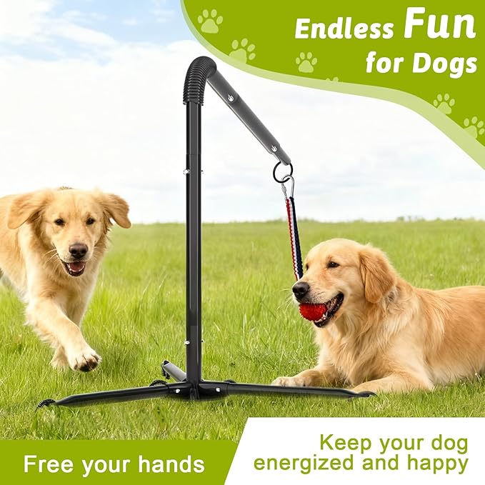 Outdoor Tug of War Dog Toy, Tether Interactive Dog Tug Toy Backyard Heavy-Duty Dog Solo Play Exercise Toy for Large Medium Dogs (Upgraded)