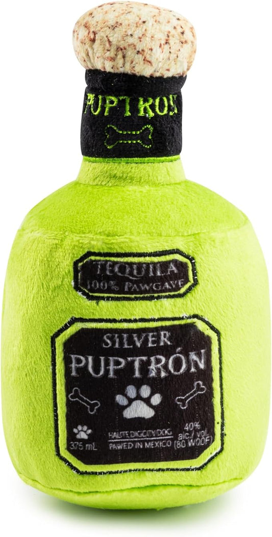 Haute Diggity Dog Puptron Tequila Plush Dog Toy for Small, Medium & Large Dogs, Interactive Funny Parody Squeaky Toys, Soft, Durable, Machine-Washable, Safe & Cute Birthday Gift for Dogs, One Size