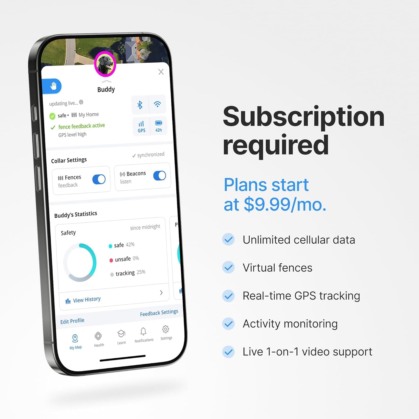 Halo Collar 5, New Wireless Dog Fence & GPS Dog Collar, Subscription Required, Waterproof, Midnight, One Size