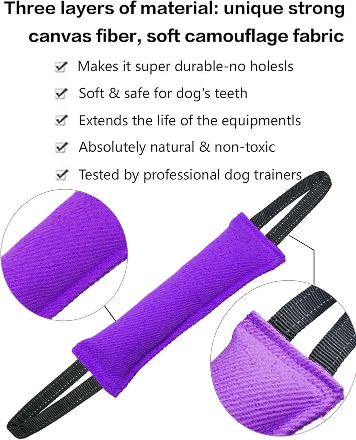 Clysoru Dog Tug Toy Double Pack Tough Jute Bite Pillow Training Equipment Puppy to Large Dogs Interactive