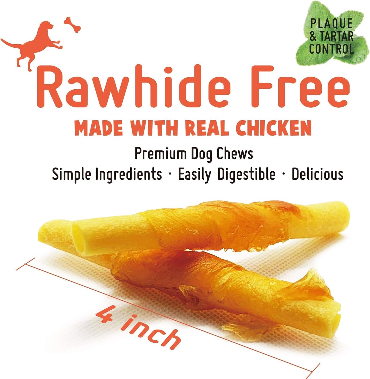 Chicken Wrapped Dog Bone Treat Sticks with Glucosamine & Turmeric, Easy to Digest, Non-Rawhide Soft Chicken Cheese Dog Chew Treats 15pcs/Pack