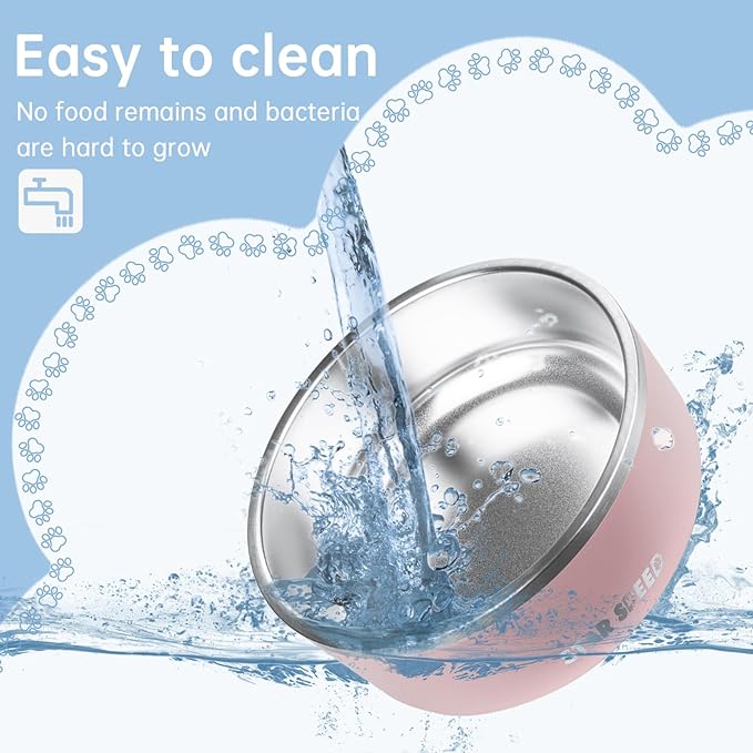 StarSpeed 42oz Stainless Steel Dog Bowls with Rubber Bottom Non-Slip Double Wall Metal Outdoor Dog Food and Water Bowls Weighted Insulated Pet Feeding Bowl for Small,Medium Sized Dogs or Cats