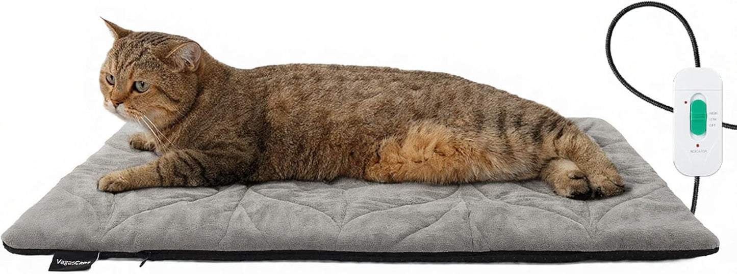 Dog Heating Pad (31"x20") - Waterproof Electric Heated Mat & Pet Bed for Indoor and Outdoor Use, Chew Resistant Cord, Machine Washable Cover with Wheat Pattern Quilting, for Cats and Pets