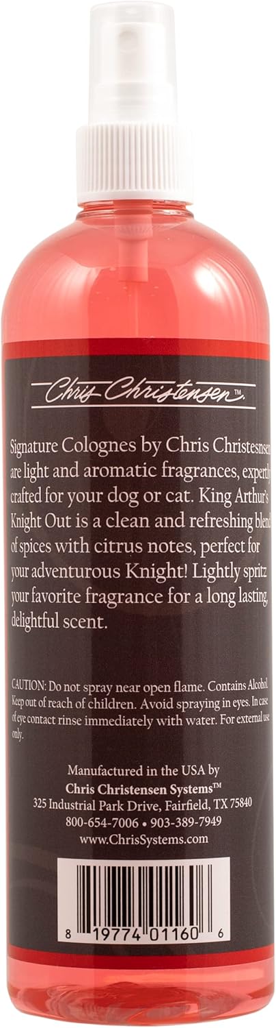 Chris Christensen King Arthur's Knight Out Grooming Pet Cologne, Groom Like a Professional, Long Lasting, Designer Fragrances, For Dogs and Cats, 16 oz