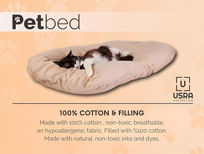 USRA 100% Cotton Orthopedic Pet Bed Gift Set with 2 Covers 28"x20" Dog Cat Recovery Pillow Hypoallergenic Natural Oeko-TEX Certified Comfy Kennel Pillow - Green Blue Colors