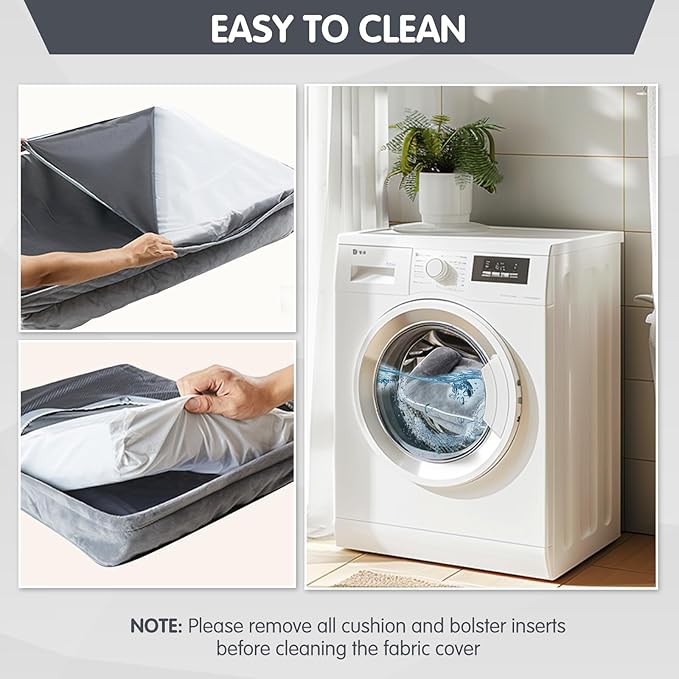 Orthopedic Dog Bed with Pillows,Large Memory Foam Dog Bed Sofa for Medium Large Dogs,Waterproof Washable Cover,Non-Slip Bottom,42x30x7.5Inch Supportive Pet Bed Couch,Bluish Grey