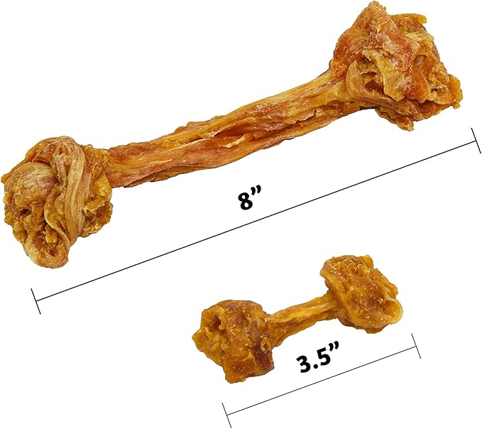 Ultra Chewy Turkey Tendon Knotted Bones for Dogs - Premium All-Natural, Hypoallergenic, Long-Lasting Dog Chew Treat, Easy to Digest - Ingredient Sourced from USA (8 Inches - 1 Pack)