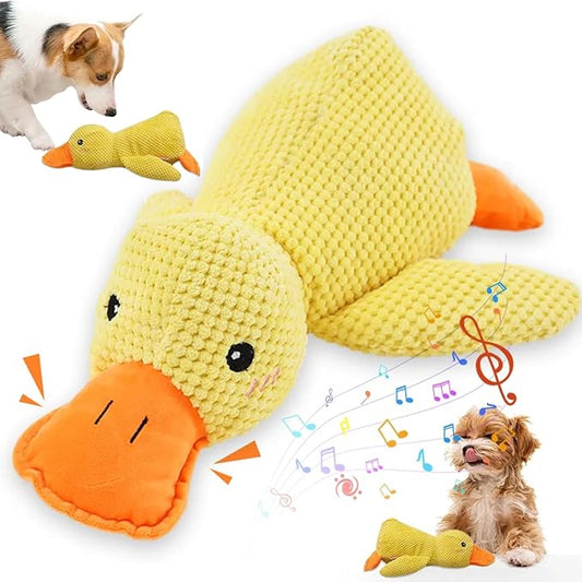 2025 Upgraded Dog Toys, New Durable Calming Duck Toys, Dog Toys for Aggressive Chewers with Soft Squeaker, Fun for Indoor Puppies and Senior Pups (Yellow, L-11.4 * 13.5in)