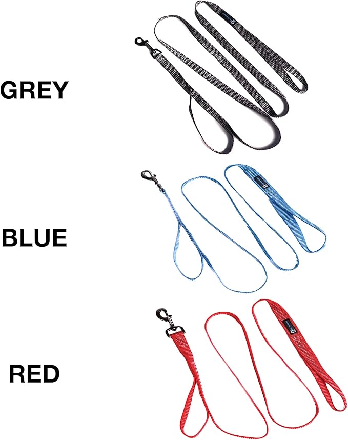 Blue-9 Reflective Dog Leash, Multi-Function 6 Foot Adjustable Lead with Traffic Loop and 3M Reflective Stitching for Obedience, Running, and Agility Training, Made in The USA, Small/Medium, Red