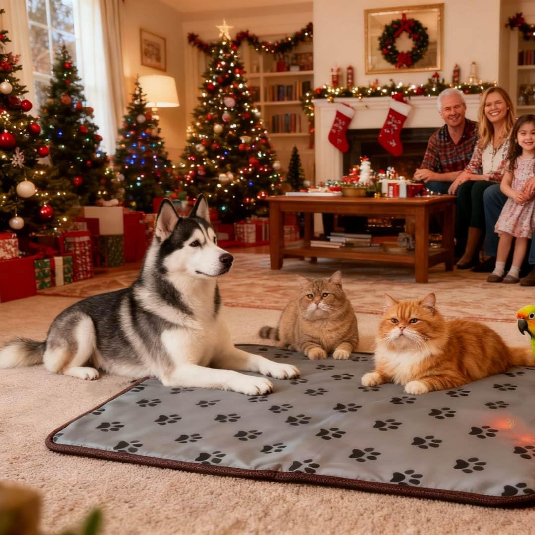 Dog Heating Pad for Large Dog Bed Outdoor Indoor,Electric Heating Blanket for Dog House Pad for Small Medium Pet Cat Puppy Waterproof Easy Clean Long Chew Proof Cord Gray,34"x21"