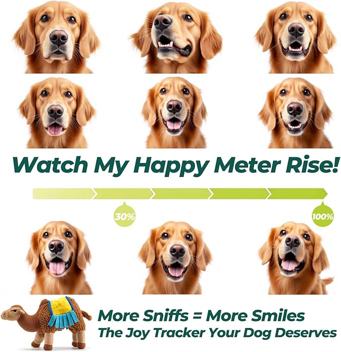 Snuffle Dogs Toys Plush Stuffed Puppy Toy No Squeaky Treat Hide for Large, Medium, Small Dogs and Puppies Slow Feeder, Machine Washable, Pet Supplies Toys for Dogs to Keep Them Busy, Camel