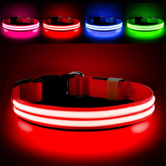 PcEoTllar Lighted Dog Collars for Night, Light Up Dog Collar Rechargeable Water-Resistant Flashing LED Dog Collars Safety Glow in The Dark Dog Collars Light for Large Small Medium Dogs