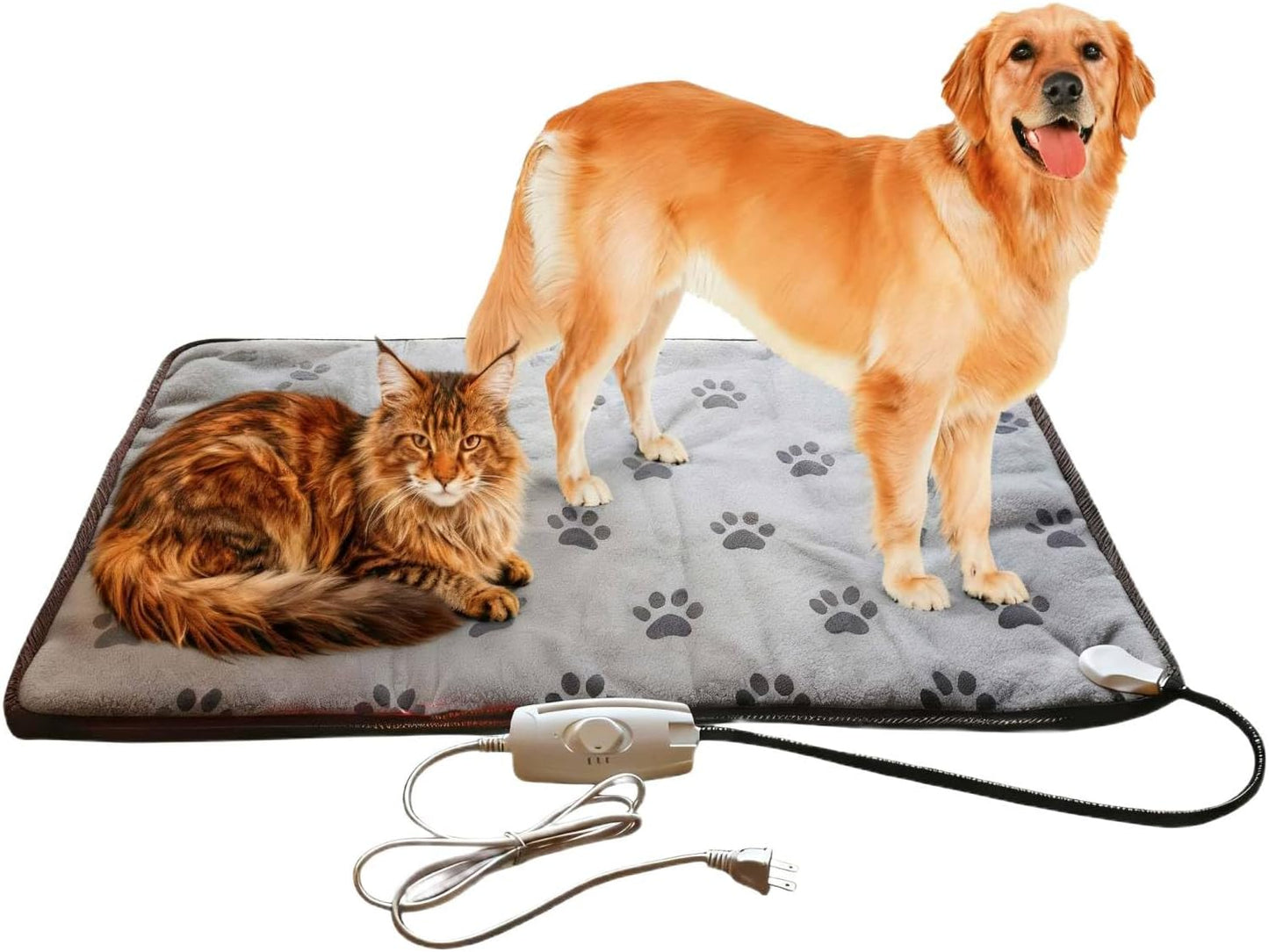 Dog Heating Pad for Large Dog Bed Outdoor Indoor,Electric Heating Blanket for Dog House Pad for Small Medium Pet Cat Puppy Waterproof Easy Clean Long Chew Proof Cord Gray,34"x21"