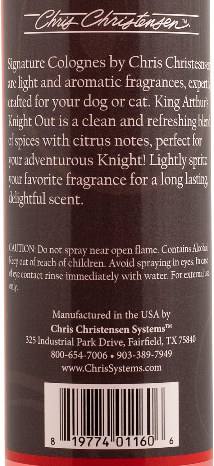 Chris Christensen King Arthur's Knight Out Grooming Pet Cologne, Groom Like a Professional, Long Lasting, Designer Fragrances, For Dogs and Cats, 16 oz