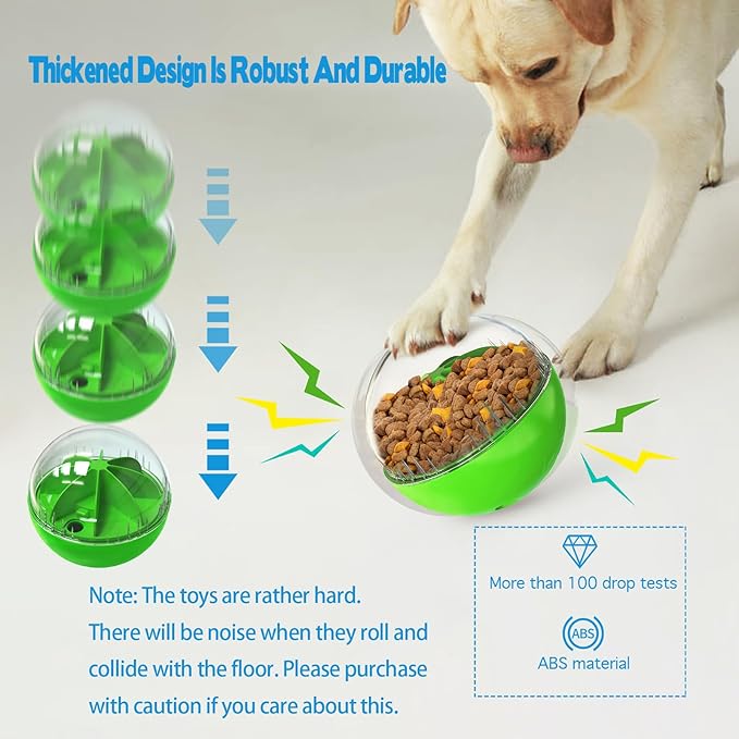 Dog Treat Ball, Dog Food Puzzle Slow Feeder Interactive Squeaky Mental Stimulation Toys, Dog& Cat Treat Dispenser Puzzle Toys Active Rolling Balls for Medium/Large Dog Breeds