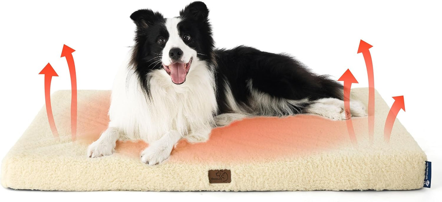Bedsure Self Warming Dog Beds Large Sized Dog - Comfy Puppy Beds with Removable Washable Cover, Orthopedic Egg Crate Foam Pet Mat, Suitable for Pet Up to 65 lbs