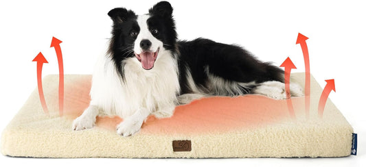 Bedsure Self Warming Dog Beds Large Sized Dog - Comfy Puppy Beds with Removable Washable Cover, Orthopedic Egg Crate Foam Pet Mat, Suitable for Pet Up to 65 lbs