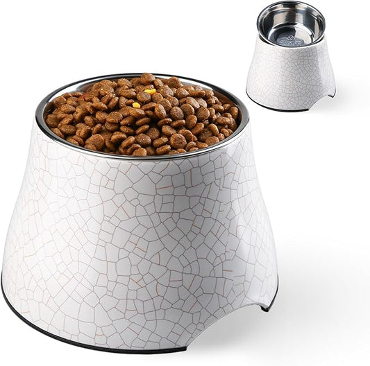 Elevated Dog Bowls with Stainless Steel Bowl, Prevention of Vertebrae Disease Dog Food Bowl, Non-Slip and High Capacity Pet Bowls Crackle Design L/3 Cup