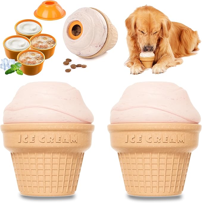 Multi-Functional Interactive Dog Toys for Aggressive Chewers, Indestructible Dog Toys for Medium/Large Breeds,Frozen Dog Treat Dispenser to Keep Them Busy,Reduces Anxiety(Pack of 2)