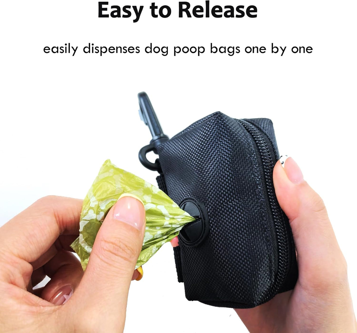 (2 Pack) Dog Poop Bag Holder, Poop Bag Holders for Leashes, CAKOVANO Doggie Waste Bag Dispenser Small Doggy Poop Bag Zipper Pouch with Carabiner Clip with 4 Rolls of Pet Trash Bags, Black