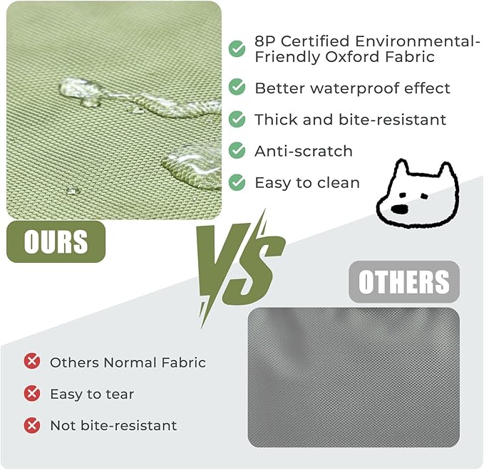 Orthopedic Outdoor Waterproof Dog Beds for Extra Large Dogs, Washable Crate Bed with Egg Crate Foam Pet Bed Mat and Removable Oxford Fabric Cooling Cover Bed,45"x 32", Dark Green