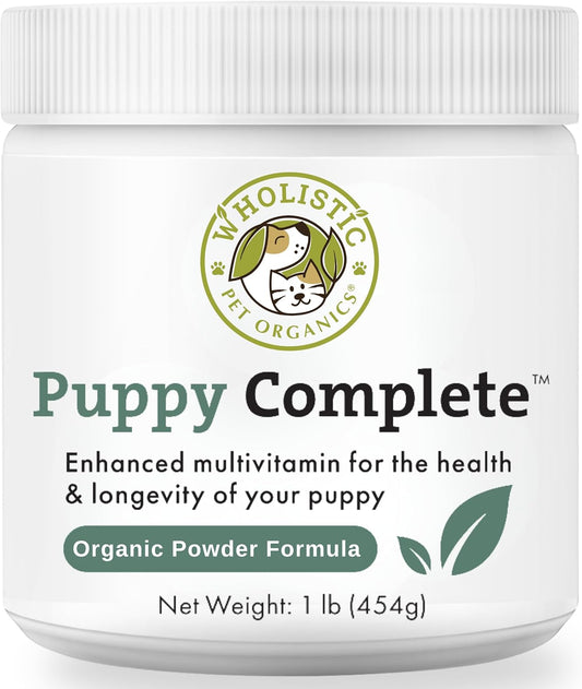 Wholistic Pet Organics Puppy Complete - Dog Multivitamin Powder - 1 Lb - Daily Dog Vitamins & Supplements for Homemade Food - Immune System, Skin, Coat & Overall Health - Small and Large Breed Puppies