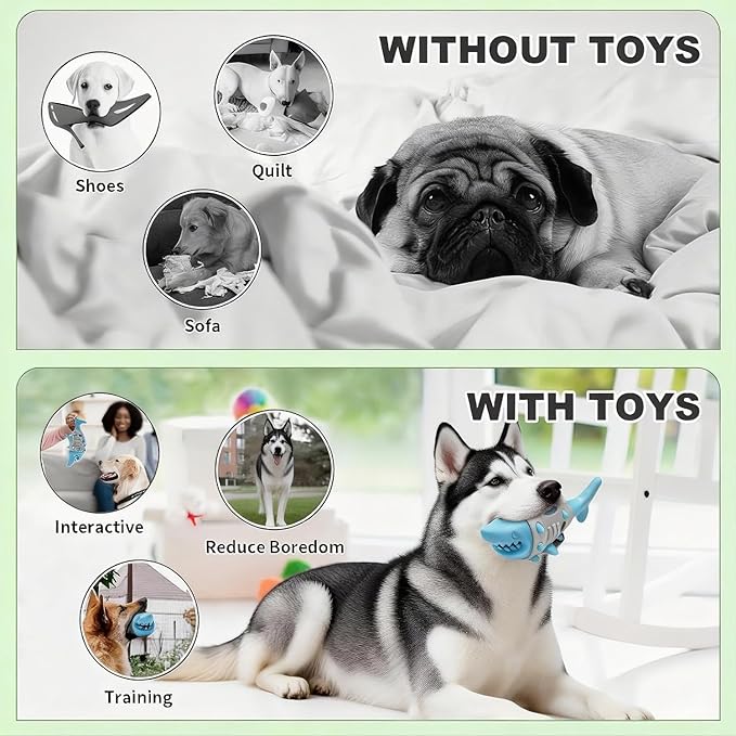 Dog Toys for Aggressive Chewers - Indestructible TPR Material with Treat Holes for Puppy Teething, Boredom Relief & Mental Stimulation - Tough Toy for Small, Medium, Large Breeds