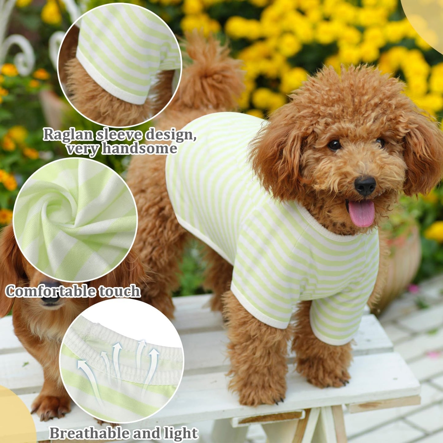 Geyoga 6 Pieces Dog Striped T-Shirt Cotton Breathable Pet Apparel Colorful Puppy Sweatshirt Clothes for Small to Medium Dogs Puppy(Gentle Color,S)