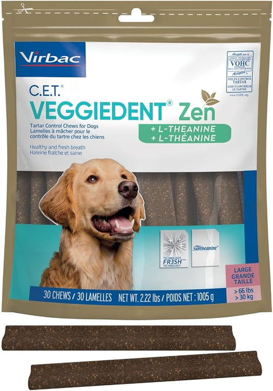 Virbac C.E.T. VEGGIEDENT Zen Tartar Control Chews for Dogs - Large