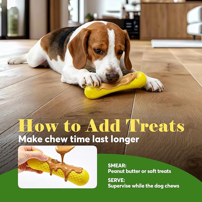 Natural Rubber Dog Chew Toy, Tough Bone Dog Toy for Aggressive Chewers, Milk-Scented Interactive Dog Toy for Medium & Large Dogs to Chew, Tug & Fetch