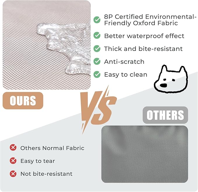 Orthopedic Outdoor Waterproof Dog Beds for Medium Dogs, Washable Pet Bed with Egg Crate Foam Pet Bed Mat for Crate and Removable Oxford Fabric Cover,36"x 26",Beige