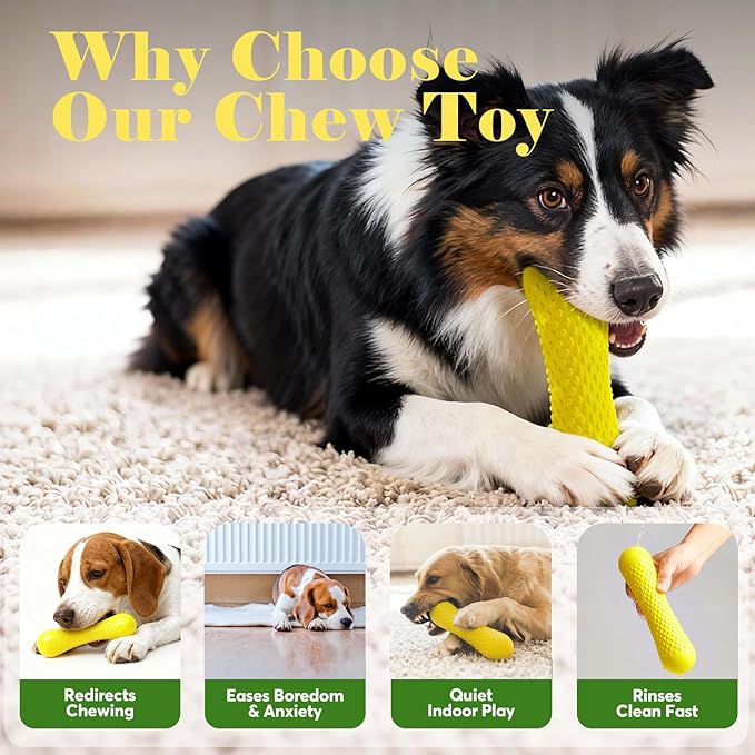 Natural Rubber Dog Chew Toy, Tough Bone Dog Toy for Aggressive Chewers, Milk-Scented Interactive Dog Toy for Medium & Large Dogs to Chew, Tug & Fetch