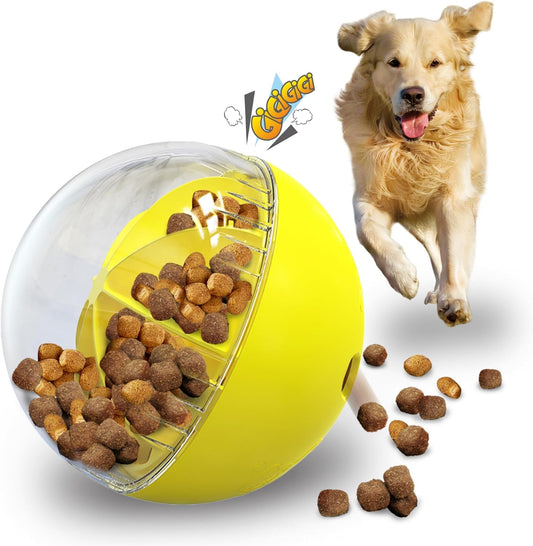 Interactive Dog Treat Toy, Mental Stimulation and Enrichment, Yellow