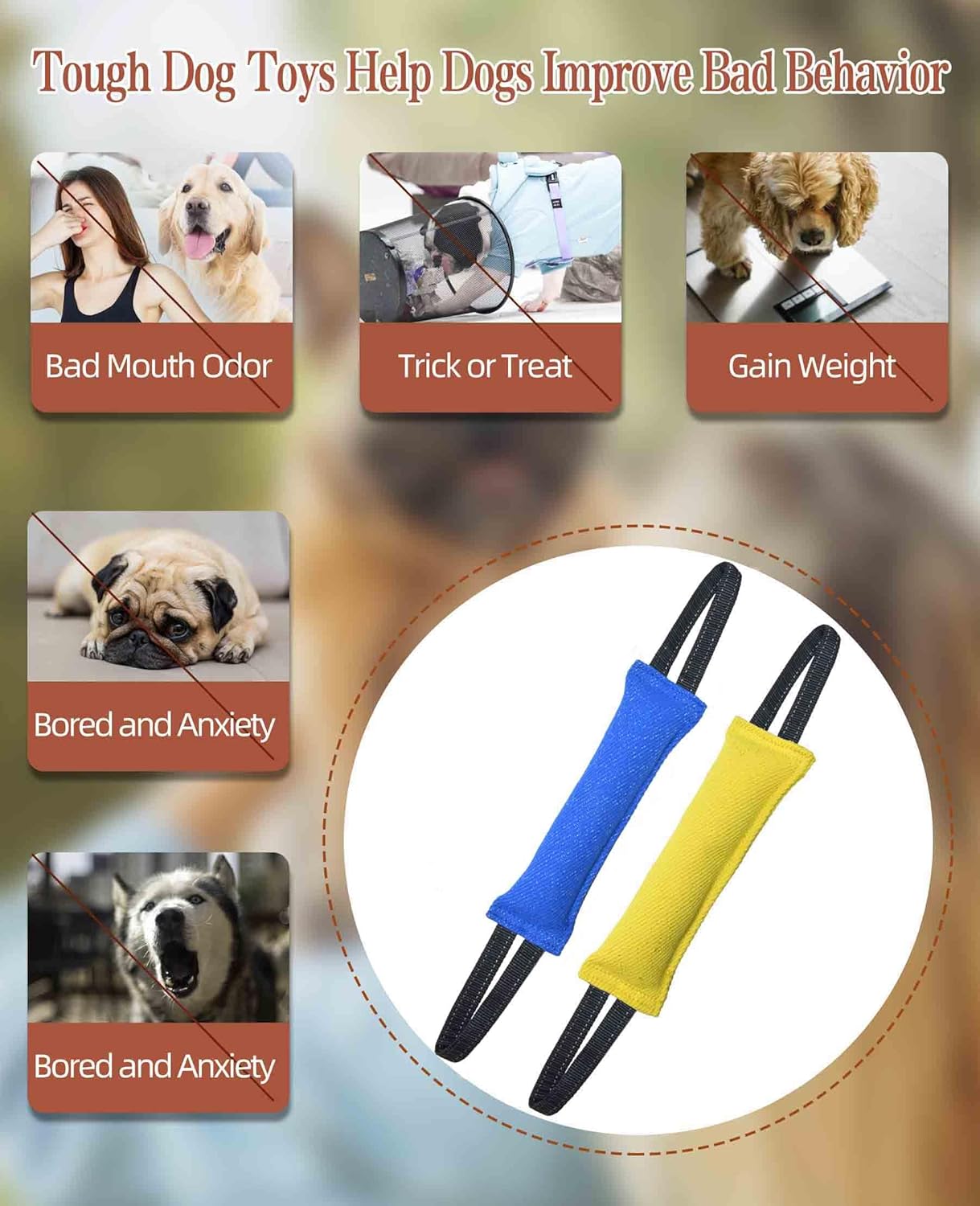 Clysoru Dog Tug Toy Dog，Double Pack Tough Jute Bite Pillow Training Equipment - Puppy to Large Dogs Interactive Toy.