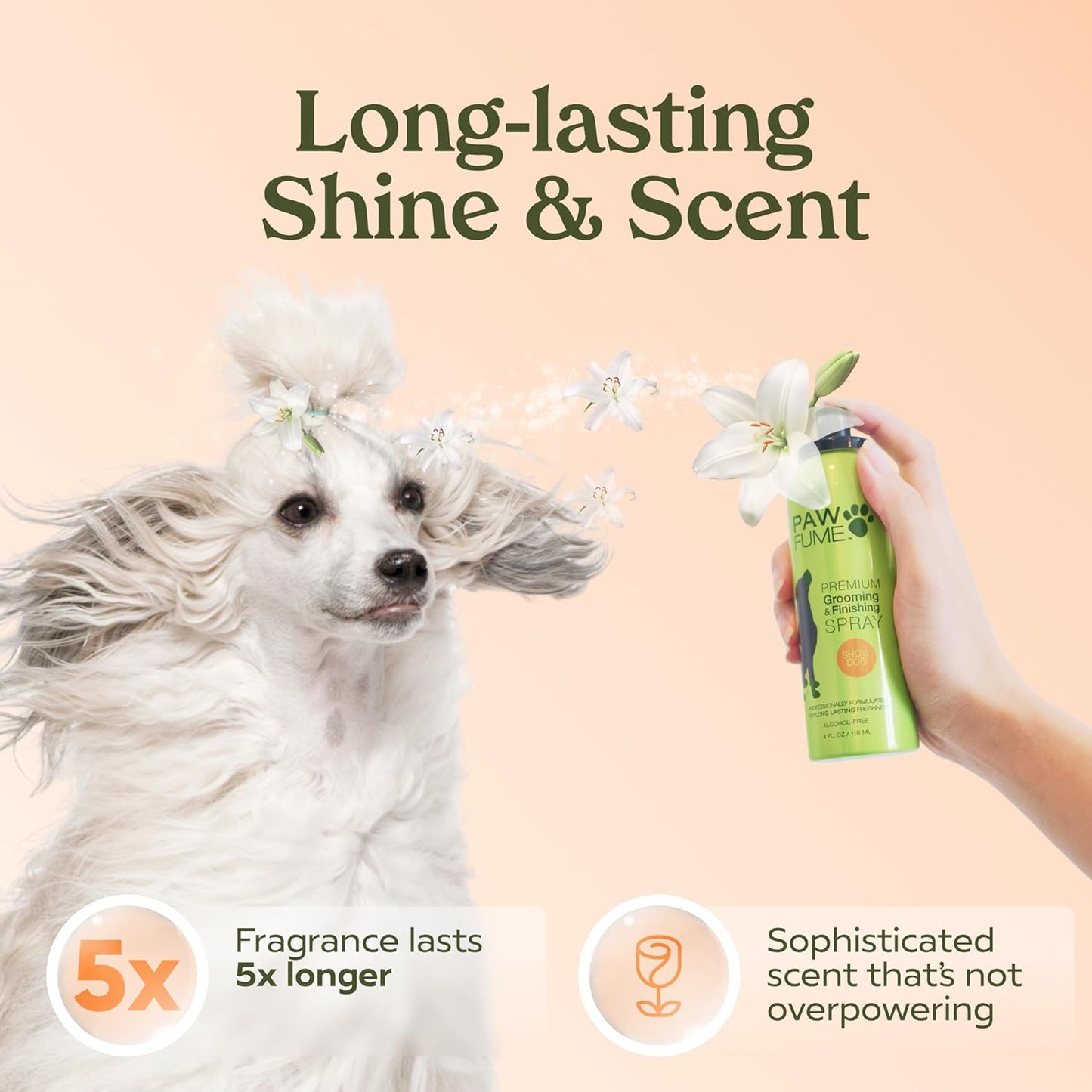 Paw Fume Dog Perfume Spray Long Lasting Scent for Grooming, Show Dog, 1-Pack – Keep Your Pup Fresh All Day – Hypoallergenic, Alcohol-Free, Detangling Formula – Moisturizing Pet Cologne Spray for Dogs