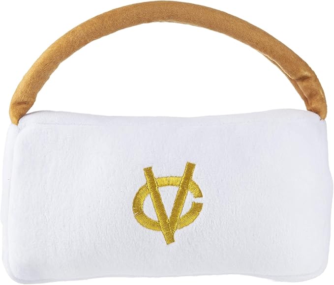 Haute Diggity Dog White Chewy Vuiton Handbag, Plush Designer Dog Toys with Interactive Squeaker, Stimulating Pet Enrichment, Machine-Washable & Safe Materials for All Breeds, Size XL