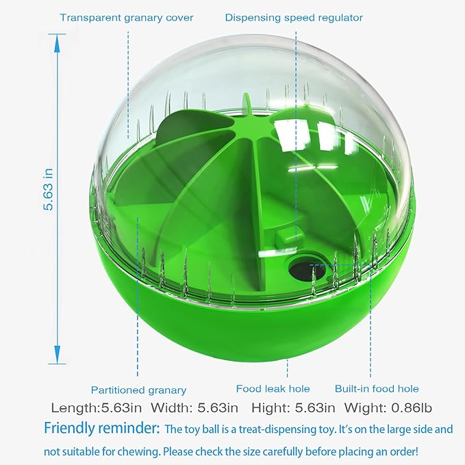 Dog Treat Ball, Dog Food Puzzle Slow Feeder Interactive Squeaky Mental Stimulation Toys, Dog& Cat Treat Dispenser Puzzle Toys Active Rolling Balls for Medium/Large Dog Breeds