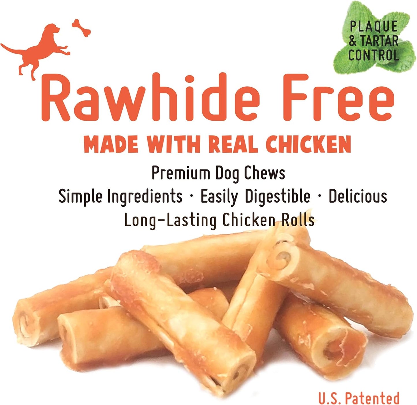 Gluten Free Rawhide Free Dog Chew Chicken Rolls Mini 2.5" for Small Dogs 10 pcs/Pack