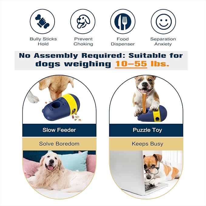 KADTC 2 in 1 Dog Bully Stick Holder & Treat Dispenser Toy - Food Dispenser Ball for Medium/Small Breed Dogs