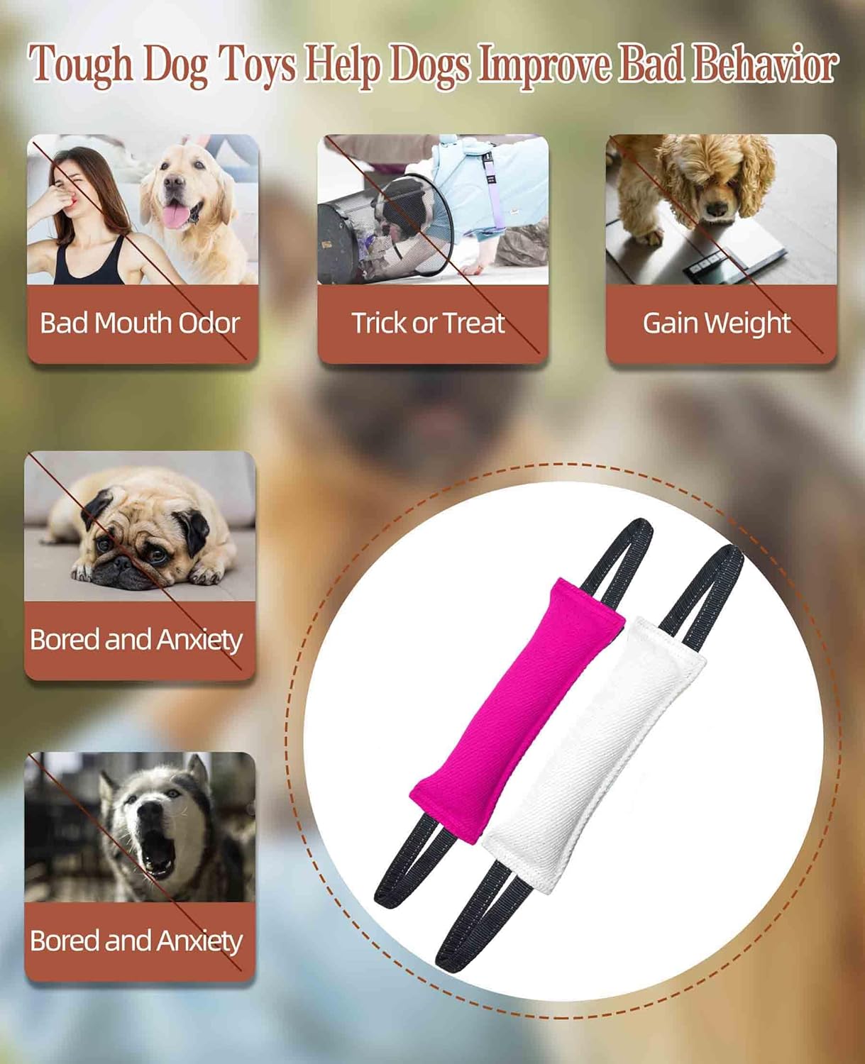 Clysoru Dog Tug Toy Dog，Double Pack Tough Jute Bite Pillow Training Equipment - Puppy to Large Dogs Interactive Toy.