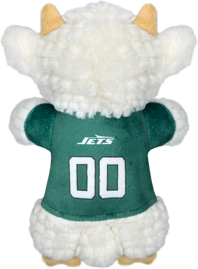 Pets First NFL New York Jets Goat Plush Toy for Dogs and Cats with Squeaker, Wearing a Team Jersey! Fun & Sporty Goat Shaped Dog Chew Toy, Interactive Pet Toy