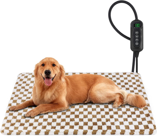 MIXJOY Pet Heating Pad, 11 Adjustable Temperature Dog Heated Pad Indoor with Timer, Heating Pad for Dogs Cats, Electric Cat Heat Pads with Washable Cover, Heated Pet bed-35''x24'', Large