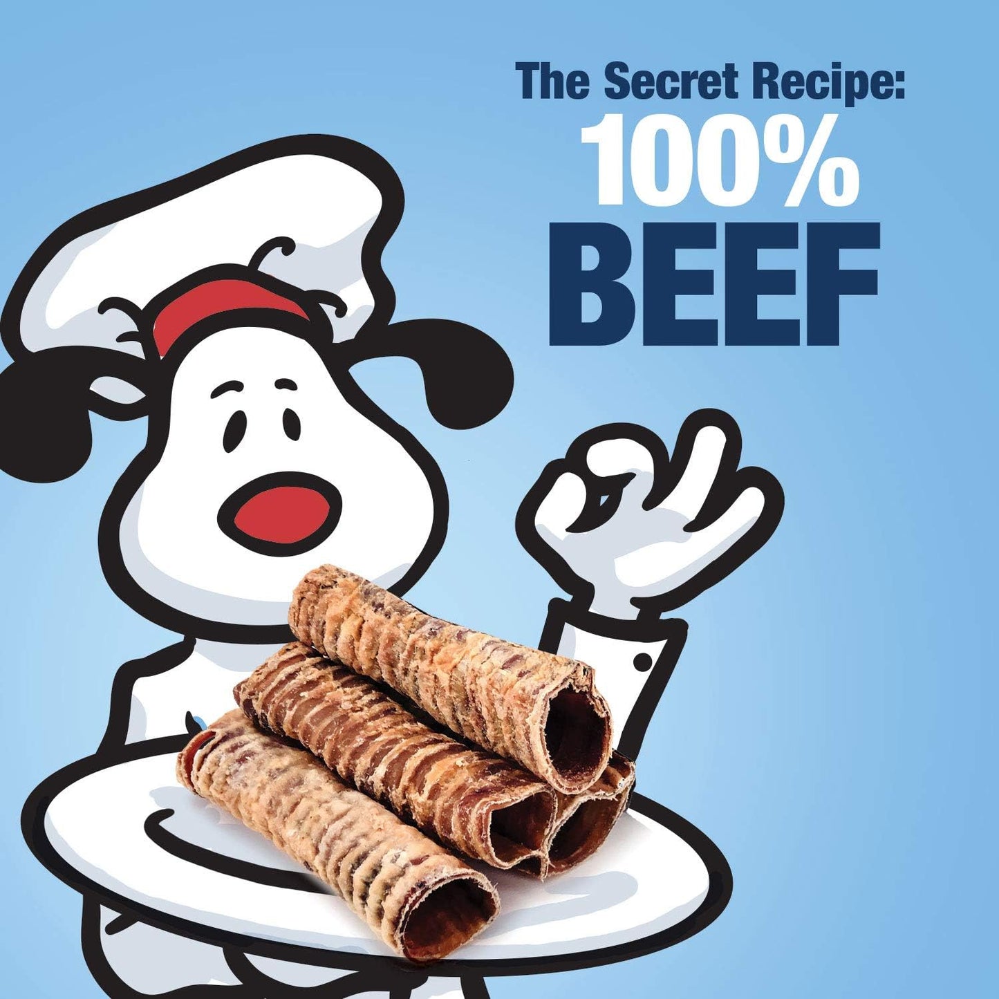 ValueBull Beef Trachea, Premium 5-6 Inch, 100 Count Bulk Pack - Natural Angus Dog Chews with Glucosamine, Chondroitin & Amino Acids