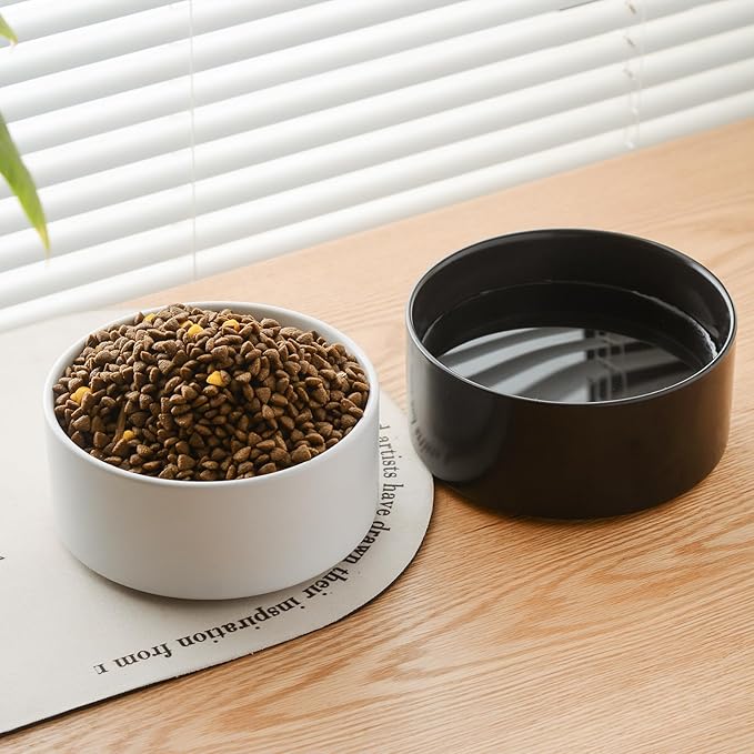 6'' Ceramic Dog Bowl - 30Oz Classic Dogs Food & Water Bowl for Small and Medium Breed Dogs, Heavy Duty Non-Slip Dog Dishes, Food Grade Stoneware Pet Bowl, Dishwasher & Microwave Safe, Black