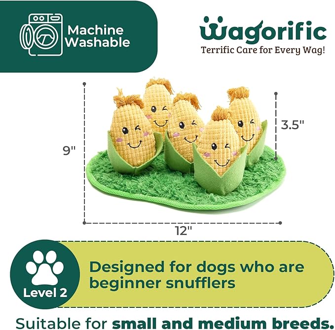 Squeaky Dog Toys for Snuffle Plush Stuffed Puppy Toy Treat Hide for Large, Medium, Small Dogs and Puppies Slow Feeder, Machine Washable, Toys for Dogs to Keep Them Busy, Corn Maze